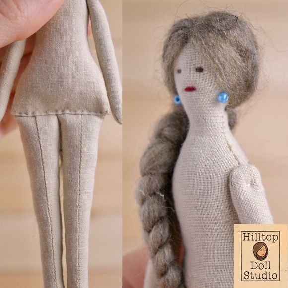 Mini Fabric Doll "Mae" Handcrafted Textile Cloth Heirloom Primitive Doll - Picture 7 of 8